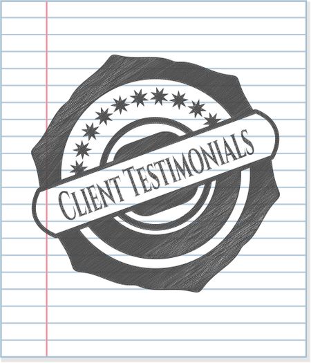 Client Testimonials emblem draw with pencil effect