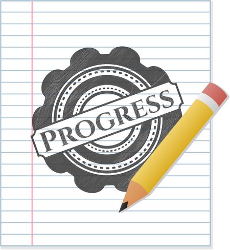 Progress emblem draw with pencil effect