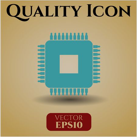 microchip microprocessor icon vector symbol flat eps