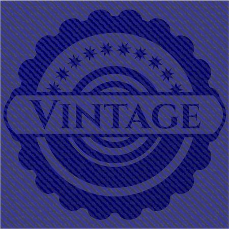 Vintage emblem with denim high quality background