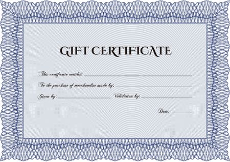 Formal Gift Certificate. Lovely design. With quality background. Border, frame. 