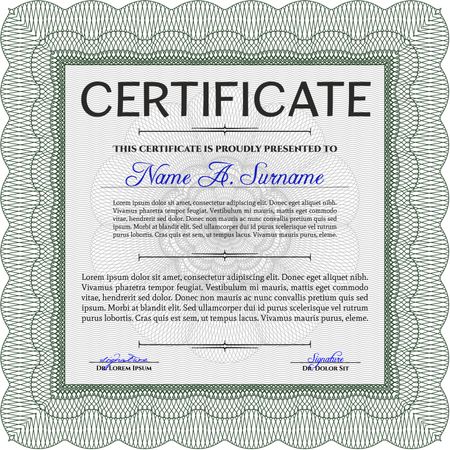 Green Diploma template or certificate template. Beauty design. With quality background. Vector pattern that is used in money and certificate. 