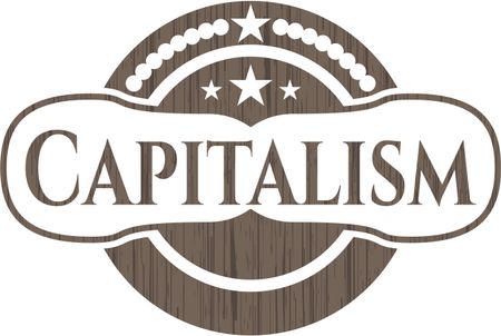 Capitalism retro style wood emblem