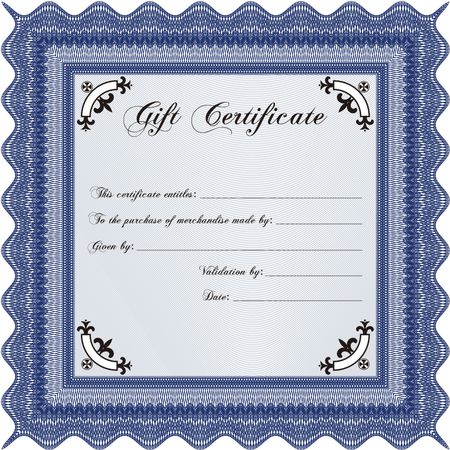 Modern gift certificate. Sophisticated design. With great quality guilloche pattern.