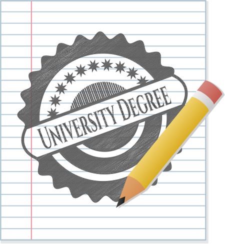 University Degree with pencil strokes