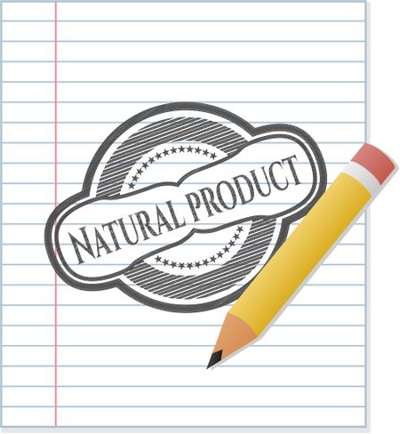 Natural Product emblem drawn in pencil