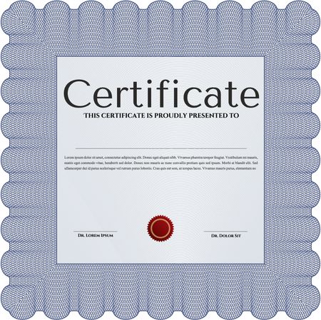 Blue Certificate template. Nice design. Easy to print. Customizable, Easy to edit and change colors. 
