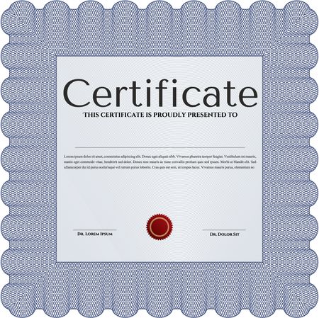 Blue Certificate template. Nice design. Easy to print. Customizable, Easy to edit and change colors.