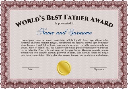 World's Best Dad Award Template. Customizable, Easy to edit and change colors. Good design. With background. 