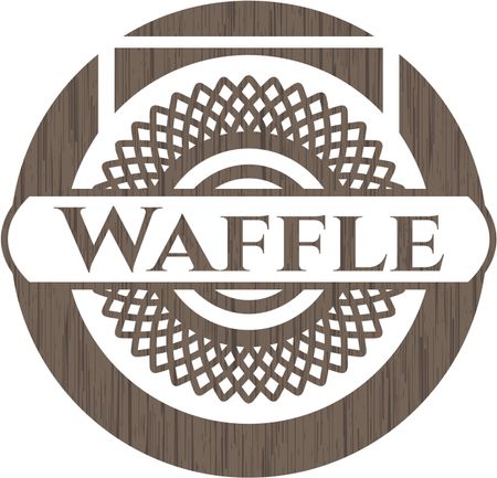 Waffle badge with wood background