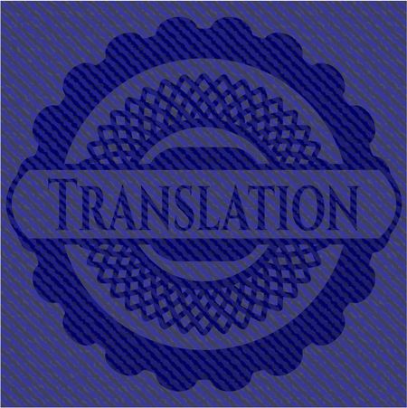 Translation jean or denim emblem or badge background