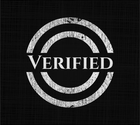 Verified chalkboard emblem on black board