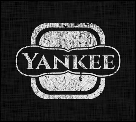 Yankee chalkboard emblem on black board