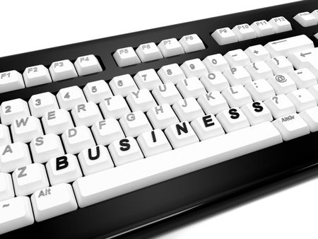 illustration of a keyword with business word on keys