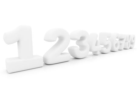 Numbers in 3D isolated over a white background