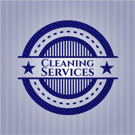 Cleaning Services emblem with jean texture