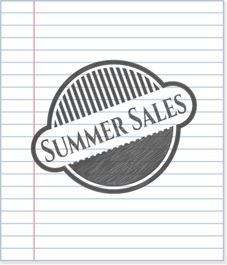 Summer Sales emblem drawn in pencil