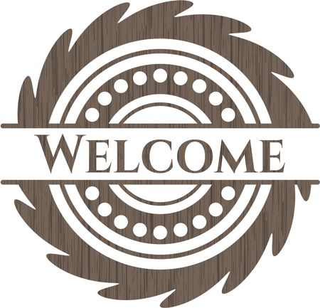 Welcome realistic wooden emblem