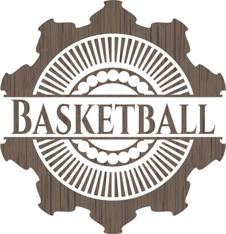 Basketball realistic wooden emblem