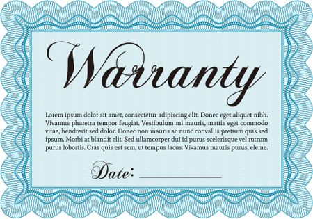 Warranty template. Good design. Customizable, Easy to edit and change colors. With background. 