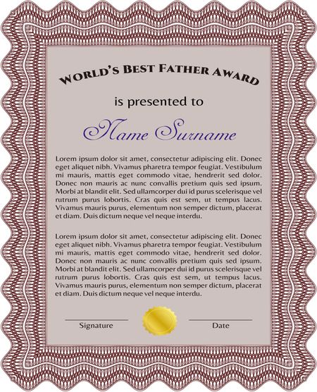 Best Father Award. Border, frame. Artistry design. With complex linear background.