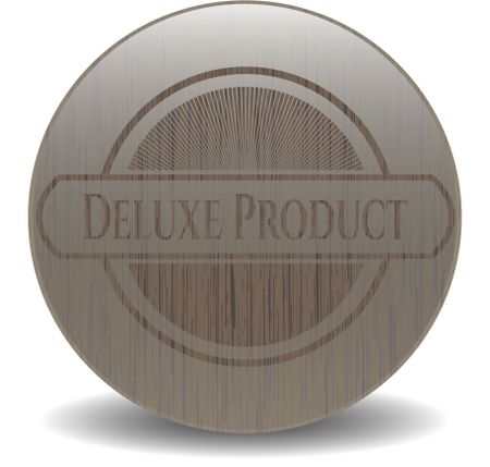 Deluxe Product badge with wood background