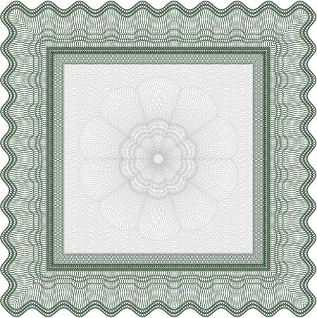 Green Diploma template or certificate template. With quality background. Vector pattern that is used in money and certificate. Beauty design.