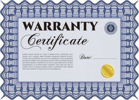 Warranty Certificate. Detailed. Printer friendly. Complex design. 