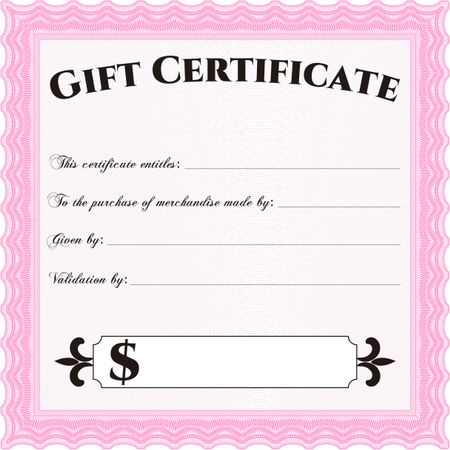 Vector Gift Certificate. Complex background. Excellent design. Customizable, Easy to edit and change colors. 