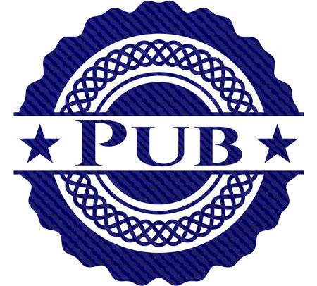 Pub emblem with denim high quality background