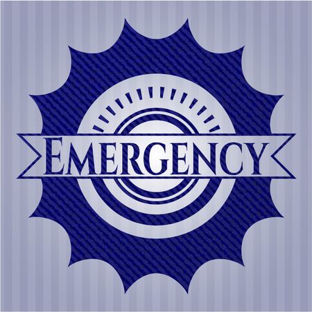 Emergency emblem with denim high quality background