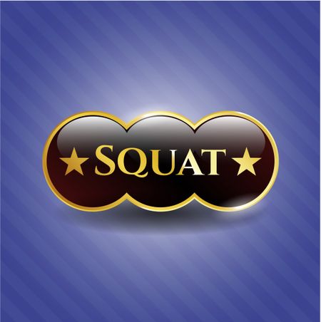 Squat gold badge or emblem