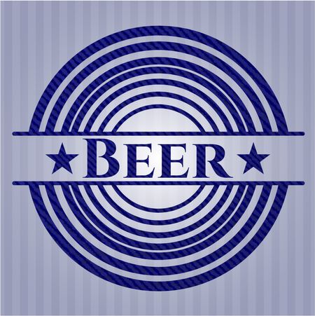 Beer badge with denim texture