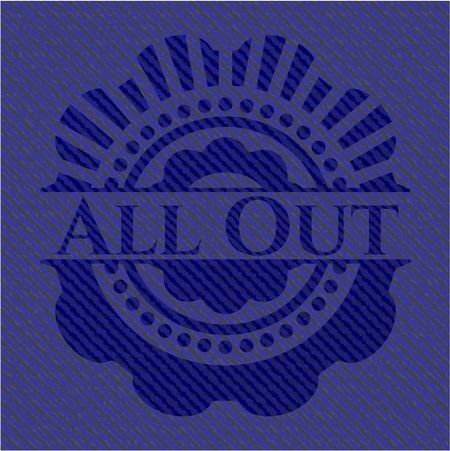 All Out badge with denim texture