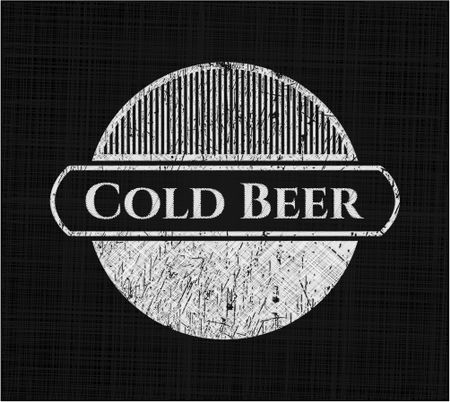 Cold Beer chalkboard emblem written on a blackboard