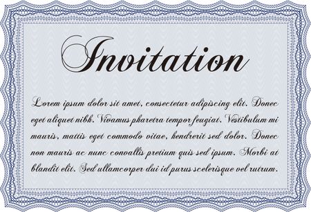 Retro invitation template. Artistry design. With complex linear background. Border, frame. 