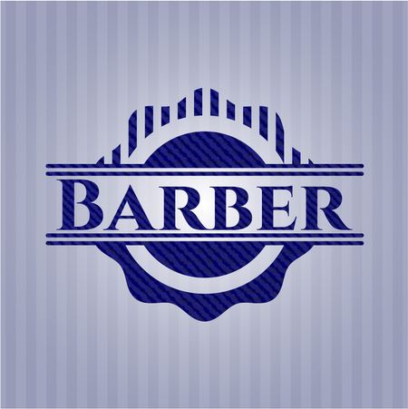 Barber badge with denim background