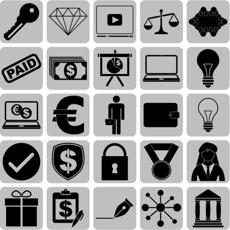 Set of 25 business icons. Universal and Standard Icons.