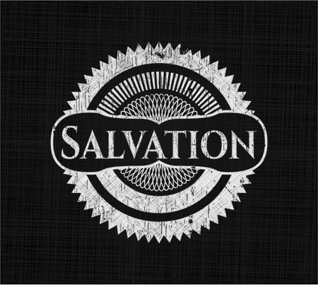 Salvation written on a chalkboard