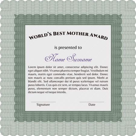 World's Best Mom Award Template. Good design. Customizable, Easy to edit and change colors. With complex background. 