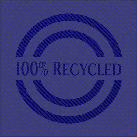100% Recycled emblem with denim texture