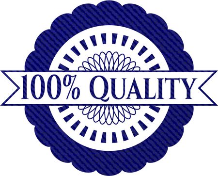 100% Quality emblem with denim texture
