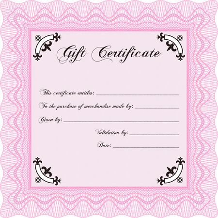 Gift certificate template. Printer friendly. Detailed. Complex design. 