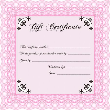 Gift certificate template. Printer friendly. Detailed. Complex design.