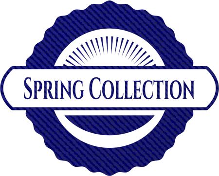 Spring Collection jean or denim emblem or badge background