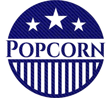 Popcorn jean or denim emblem or badge background