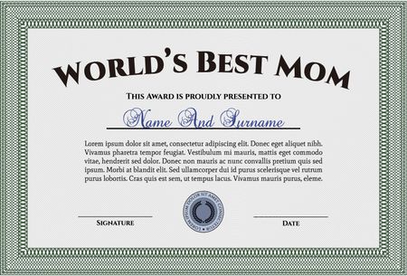 World's Best Mother Award. Easy to print. Detailed. Nice design. 