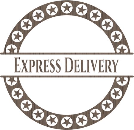 Express Delivery retro wooden emblem
