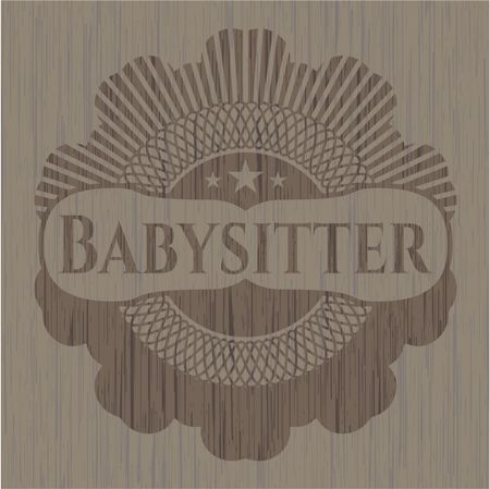 Babysitter wooden emblem. Retro