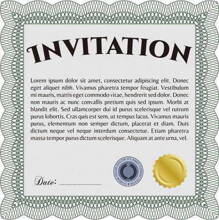 Invitation template. Cordial design. Detailed. Easy to print. 